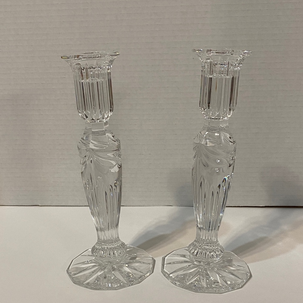 Pair of Waterford Crystal Prentiss vintage candle holders.